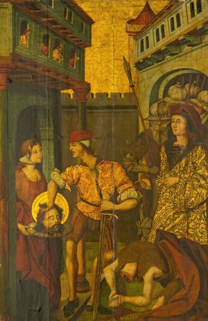 The Beheading of Saint John the Baptist by Master Of Palanquinos Oil Painting