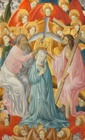 The Coronation of the Virgin with the Trinity by Master Of Rubielos De Mora Oil Painting