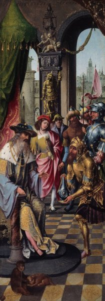 King David Receiving the Cistern Water of Bethlehem by Master Of The Antwerp Adoration Group Oil Painting