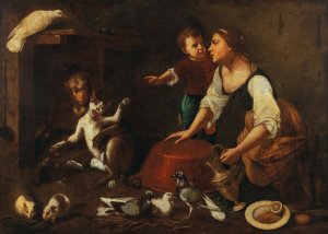 The Tale Of The Monkey And Cat by Master Of The Armenti Oil Painting