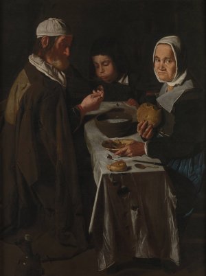 Meagre repast by Master Of The Blue Jeans Oil Painting