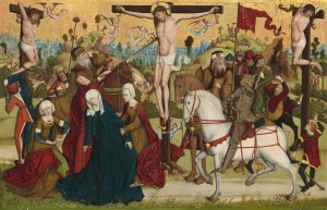 Calvary by Master Of The Death Of Saint Nicholas Of Munster Oil Painting
