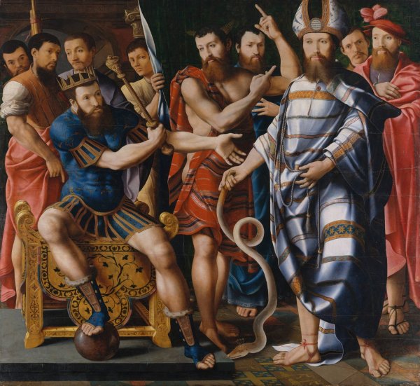 Moses and Aaron before Pharaoh; An Allegory of the Dinteville Family  by Master Of The Dinteville Allegory - Hand-Painted Oil Painting Reproduction
