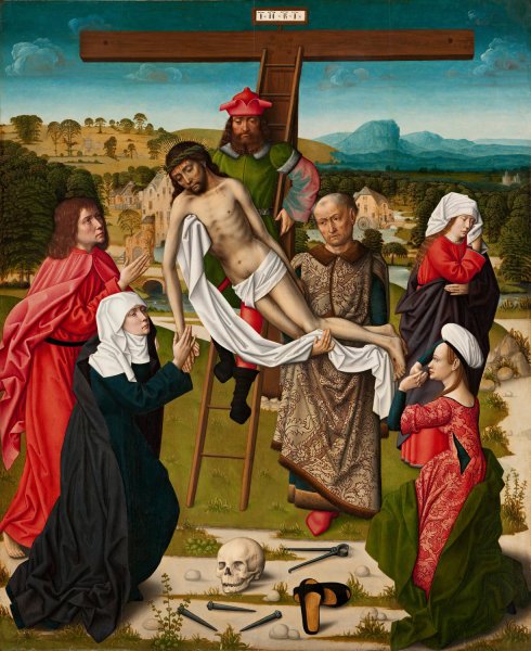 Descent from the Cross  by Master Of The Embroidered Foliage - Hand-Painted Oil Painting Reproduction