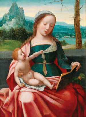 The Virgin and Child in a landscape by Master Of The Female Half-Lengths Oil Painting