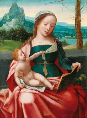 The Virgin and Child in a landscape by Master Of The Female Half-Lengths Oil Painting