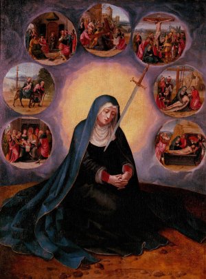 Virgin of the Seven Sorrows by Master Of The Female Half-Lengths Oil Painting