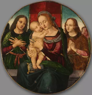 Virgin and Child with Angels by Master Of The Holden Tondo Oil Painting