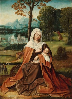 The Rest on the Flight into Egypt by Master Of The Holy Blood Oil Painting