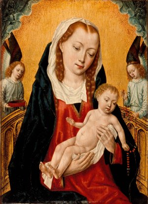 Virgin and Child with Two Angels by Master Of The Legend Of Saint Ursula Oil Painting