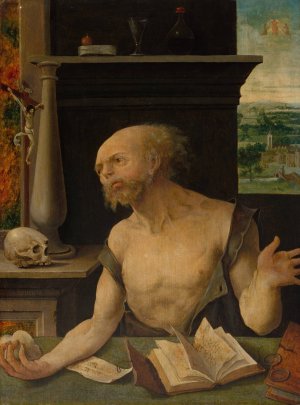 Saint Jerome in Penitence by Master Of The Lille Adoration Oil Painting