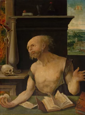 Saint Jerome in Penitence by Master Of The Lille Adoration Oil Painting