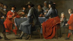 Gathering of Gamblers with Hurdy-Gurdy Player by Master Of The Procession Oil Painting
