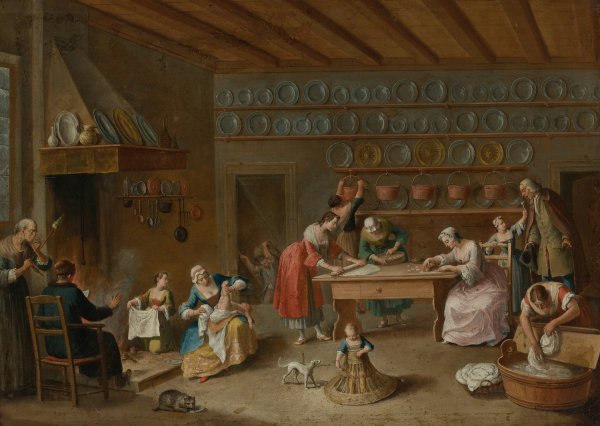 Interior Of A Kitchen  by Master Of The Ridotto - Hand-Painted Oil Painting Reproduction