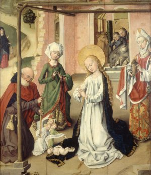 L'Adoration de l'Enfant by Master Of The Saint Bartholomew Altarpiece Oil Painting