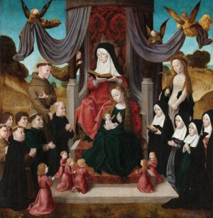 Virgin and Child with Saint Anne and Saints Francis and Lidwina with Donors by Master Of The Saint John Panels Oil Painting