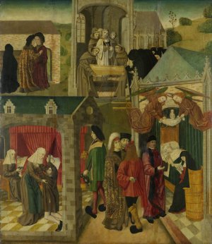 Saint Elizabeth of Hungary Tending the Sick in Marburg, Death of St Elizabeth by Master Of The St Elizabeth Panels Oil Painting