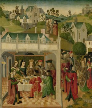 Wedding Feast of Saint Elizabeth of Hungary and Louis of Thuringia in the Wartburg by Master Of The St Elizabeth Panels Oil Painting