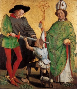 St Martin of Tours and St Nicholas of Bari by Master Of Uttenheim Oil Painting