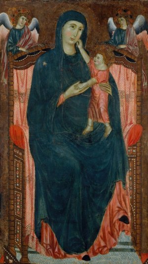 Madonna and Child Enthroned with Angels by Master Of Varlungo Oil Painting