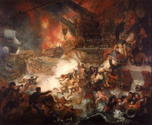 Battle of the Nile: Destruction of Oil painting by Mather Brown