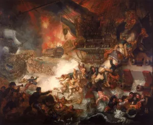Battle of the Nile: Destruction of by Mather Brown Oil Painting