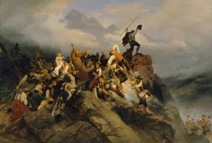 Pater Joachim Haspinger unter den kampfenden Bauern by Mathias Artaria Oil Painting