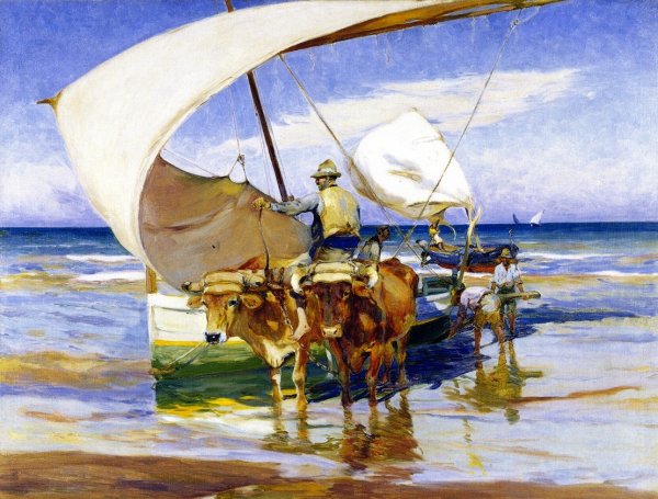 Bracing the Boats by Mathias J Alten - Hand-Painted Oil Painting Reproduction