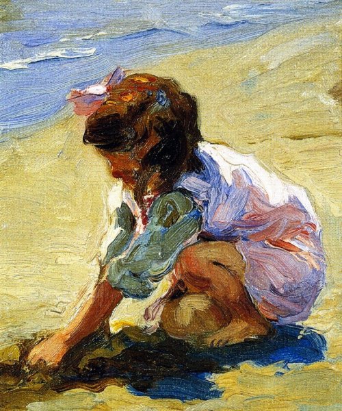Main Product Photo of Child at the Beach Painting by Mathias J Alten