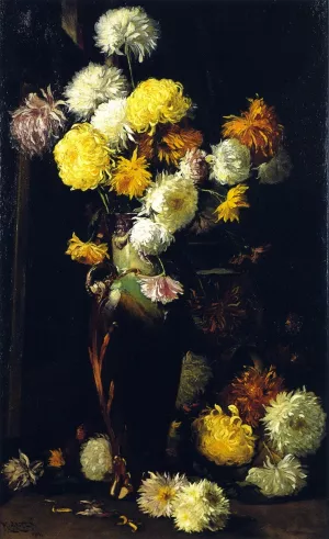 Chrysanthemums by Mathias J Alten - Oil Painting Reproduction