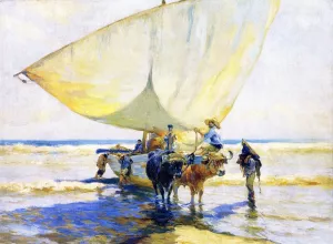 Coming Ahore by Mathias J Alten - Oil Painting Reproduction