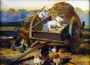 Farm Yard by Mathias J Alten - Oil Painting Reproduction