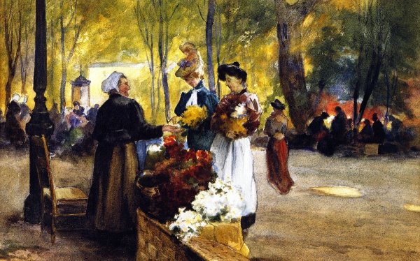 Main Product Photo of Flower Vendors Painting by Mathias J Alten