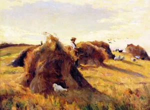 Hay Stacks by Mathias J Alten Oil Painting