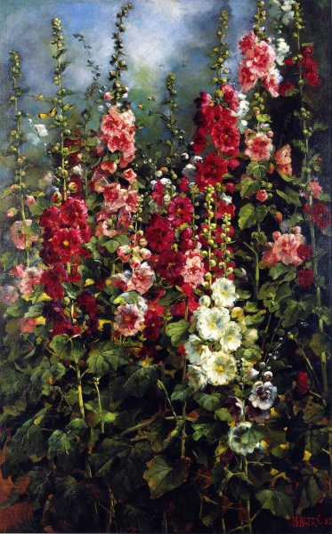 Main Product Photo of Hollyhocks Painting by Mathias J Alten