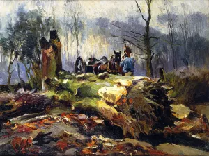 Logging by Mathias J Alten Oil Painting