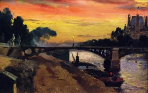 Paris, View of the Seine, Night by Mathias J Alten - Oil Painting Reproduction