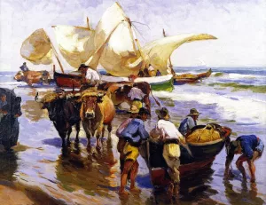 Spanish Sardine Fishers by Mathias J Alten Oil Painting