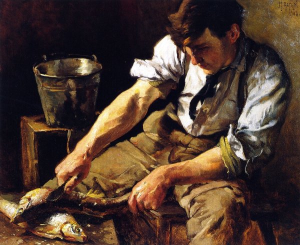 Main Product Photo of The Fish Scaler Painting by Mathias J Alten