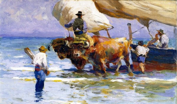 Waiting to Brace the Boat by Mathias J Alten - Hand-Painted Oil Painting Reproduction