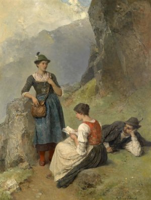 Die Postbotin by Mathias Schmid Oil Painting