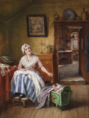 Liebevolle Mutter by Mathias Schmid Oil Painting