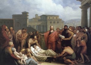 Christ Healing the Sick by Mathieu Ignace Van Bree Oil Painting