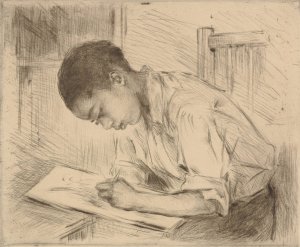 Young Negro Drawing by Mathilde De Cordoba Oil Painting