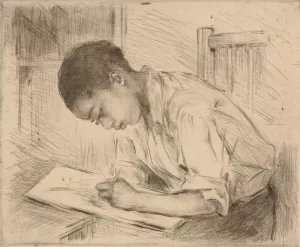 Young Negro Drawing by Mathilde De Cordoba Oil Painting