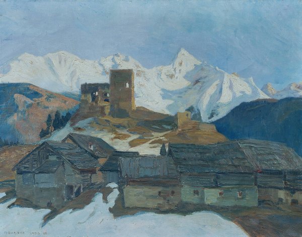Winter in Ladis  by Mathilde Sitta-Alle - Hand-Painted Oil Painting Reproduction