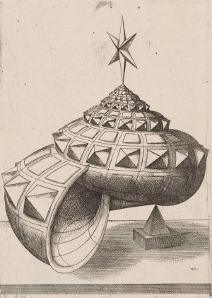A Perspective of a Faceted Snail Shell Balanced on a Pyramid by Mathis Zundt Oil Painting