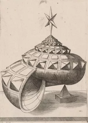 A Perspective of a Faceted Snail Shell Balanced on a Pyramid by Mathis Zundt Oil Painting