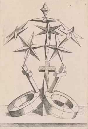 A Perspective of Seven Stars Balanced on Three Crosses by Mathis Zundt Oil Painting