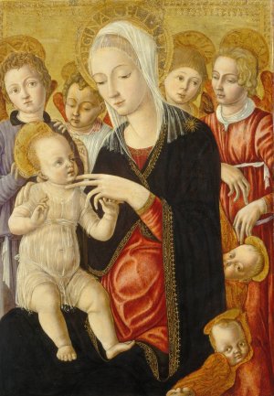 Madonna and Child with Angels and Cherubim by Matteo Di Giovanni Oil Painting